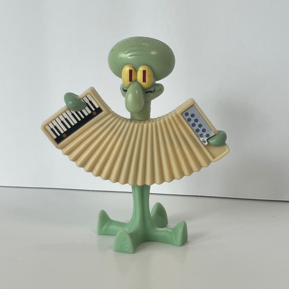 Vintage 2004 Burger King SpongeBob Squidward Accordion Toy Figure Collectible